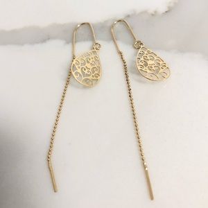 18k  gold plated hoop in the loop earrings